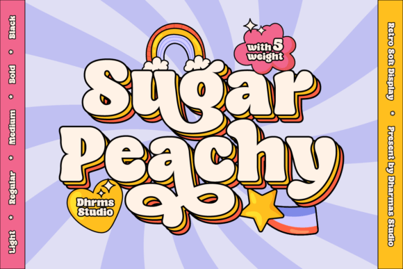Sugar Peachy Font: Retro 70s Display Typeface for Crafters